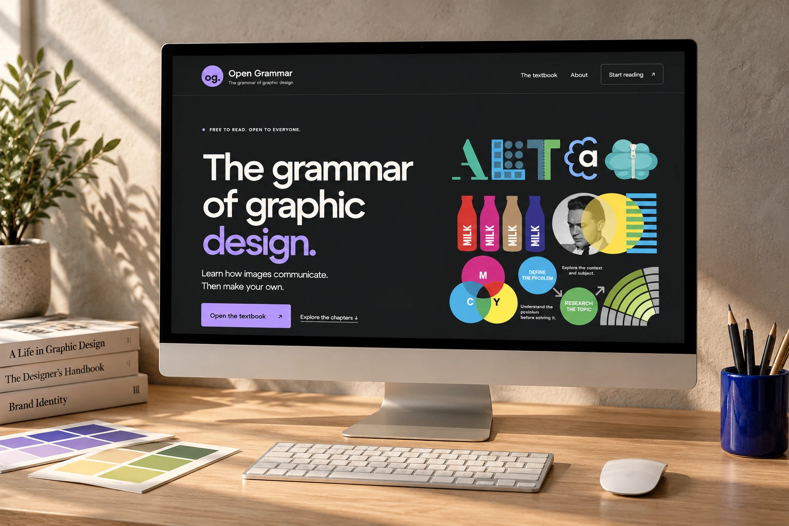 Open Grammar on a desktop monitor in a designer’s workspace